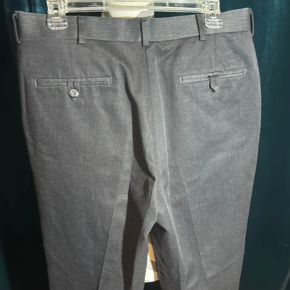 Dark Gray Men’s Relaxed Fit Flat Front Dress Pants with Belt Loops by Dockers - Picture 6 of 10
